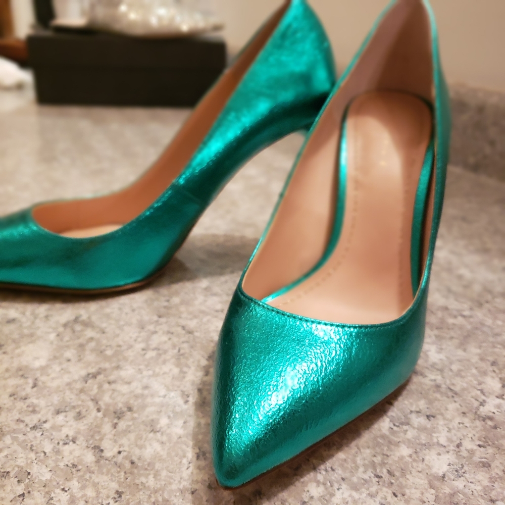 ZARA Metallic Green High Heels